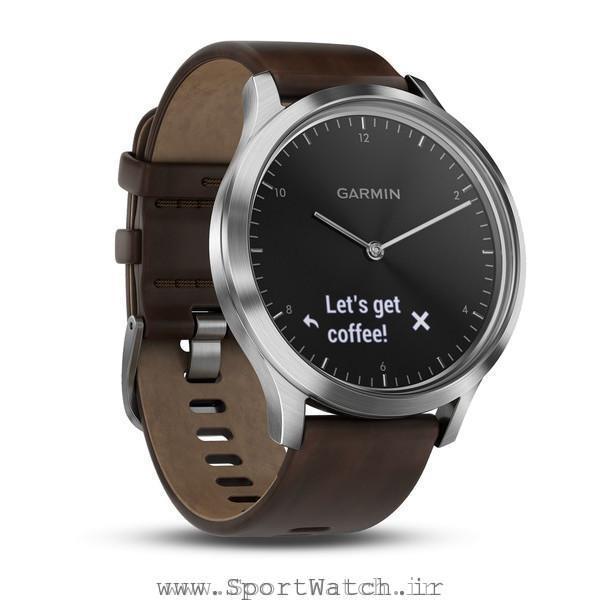 VivoMove HR Silver with Dark Brown Leather Band