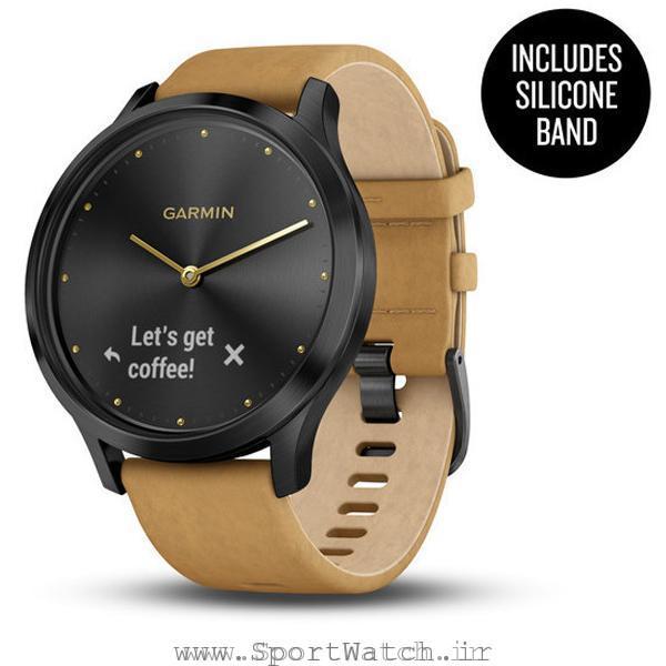 VivoMove HR Onyx Black Stainless Steel Case with Tan Suede Band