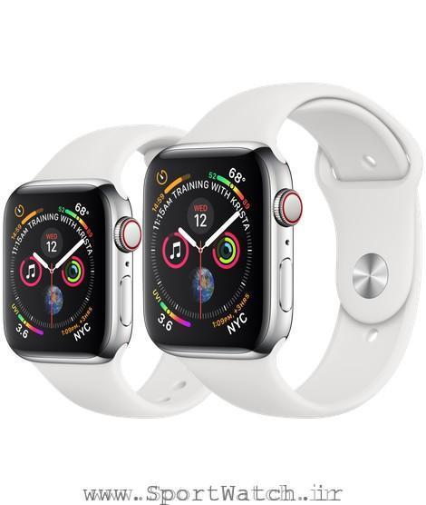 Apple Watch Stainless Steel Case with White Sport Band